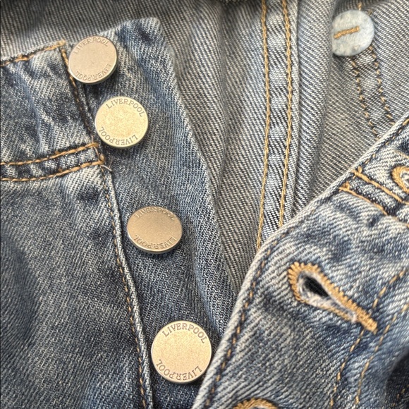 Liverpool Los Angeles Cropped Button Fly Jeans Size 8 / 29 Wide Leg - Picture 6 of 7